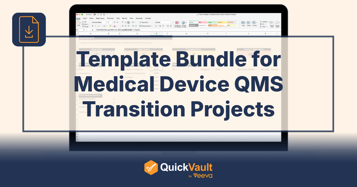 Template Bundle for Medical Device QMS Transition Projects - Free Download from QuickVault by Veeva