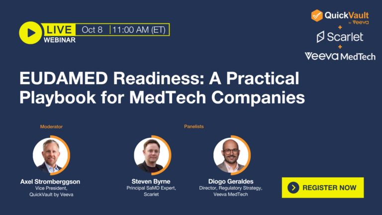 EUDAMED Readiness: A Practical Playbook for MedTech Companies | Free Webinar hosted by QuickVault by Veeva