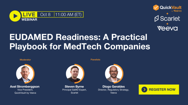 EUDAMED Readiness: A Practical Playbook for MedTech Companies | Free Webinar hosted by QuickVault by Veeva
