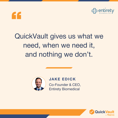Case study quote explaining how QuickVault gives his team everything they need